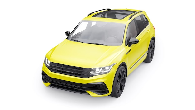 Compacte sportstad SUV voor opwindend rijden voor werk en gezin op een witte geïsoleerde achtergrond 3D-rendering
