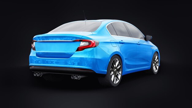 Compacte sportwagen familie Sedan 3d illustratie.