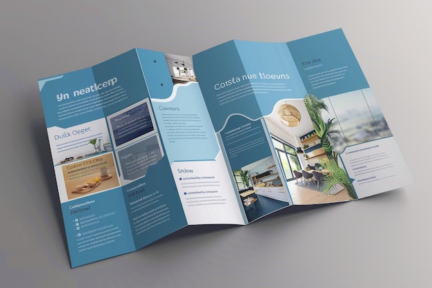 Размещение брошюры компании с синим акцентом или синим цветом дизайн многостраничной бизнес-брошюры