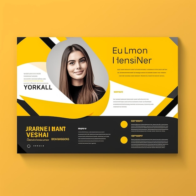 Photo company profile company profile yellow color shape template design