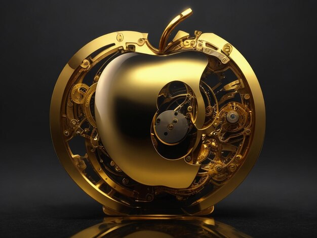 The company's apple logo with a golden