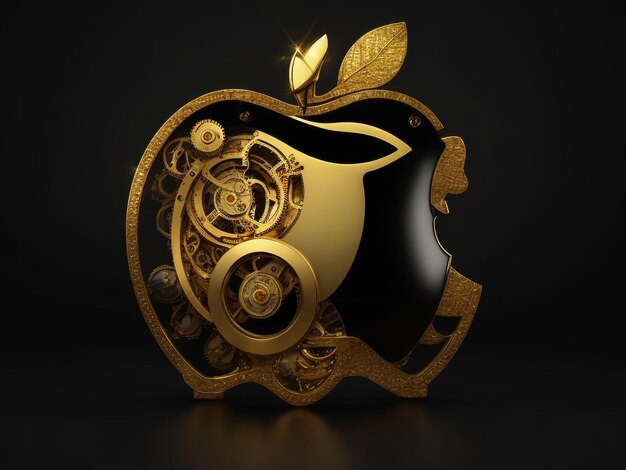 The company's apple logo with a golden