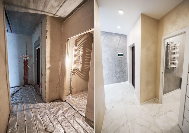 Foto confronto appartamento prima e dopo la ristrutturazione