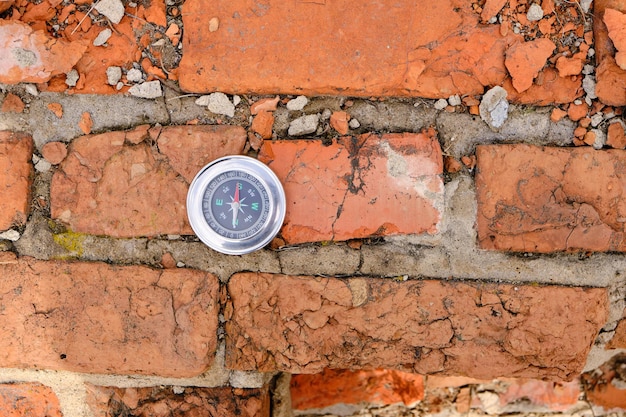 Compass background old destroyed brickwork