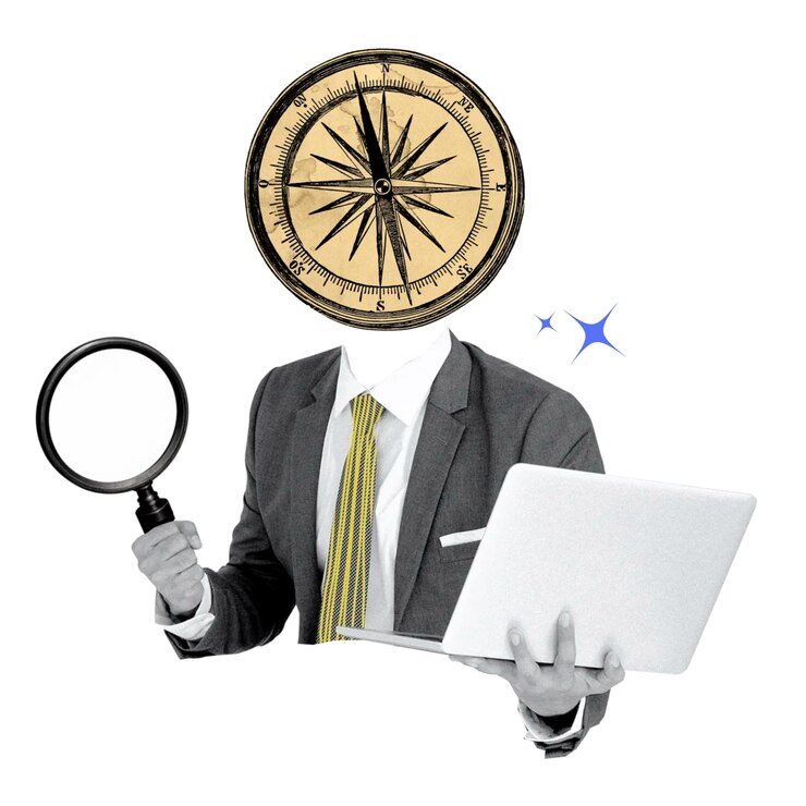 फोटो compass head businessman png sticker travel agent concept on transparent background