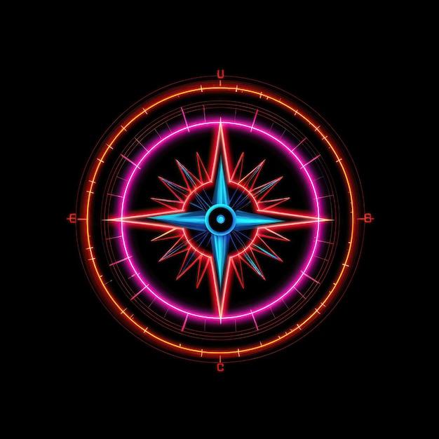 Compass Icon - Neon Style - Iconfu