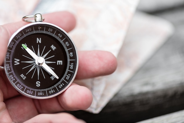 Compass and map. Travel concept