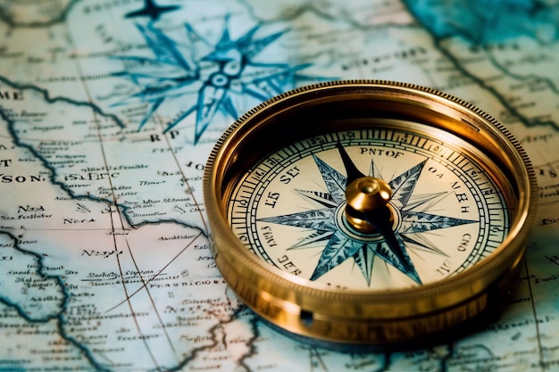 A compass on a map