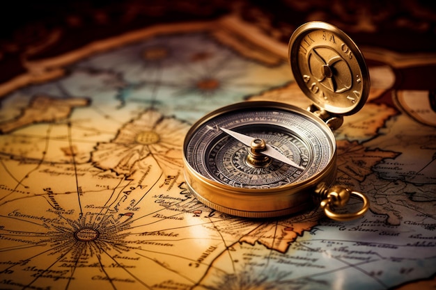 a compass on a map