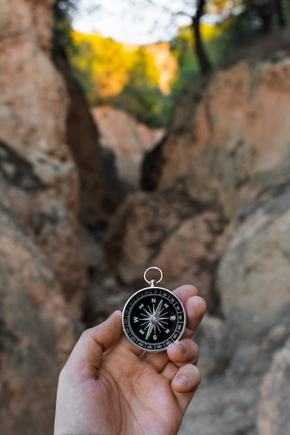 Photo compass in the mountains