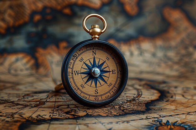 Compass on vintage map