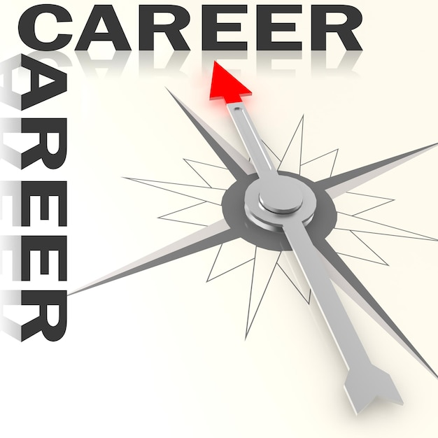 Premium Photo Compass with career word isolated