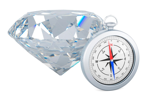 Compass with Diamond 3D rendering