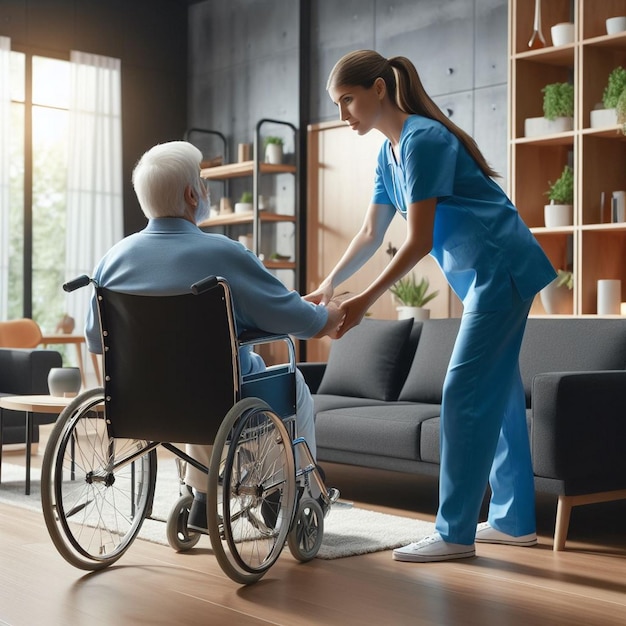 Compassionate Care Medical Professional Assisting Elderly Patient