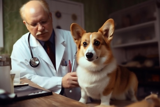 Ветеринар по состраданию осматривает собаку