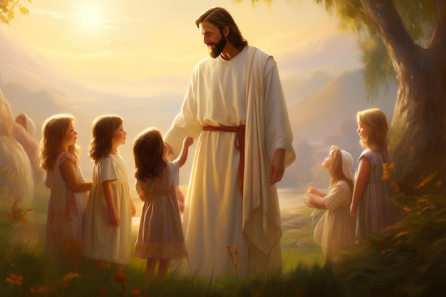 Photo the compassionate christ and children