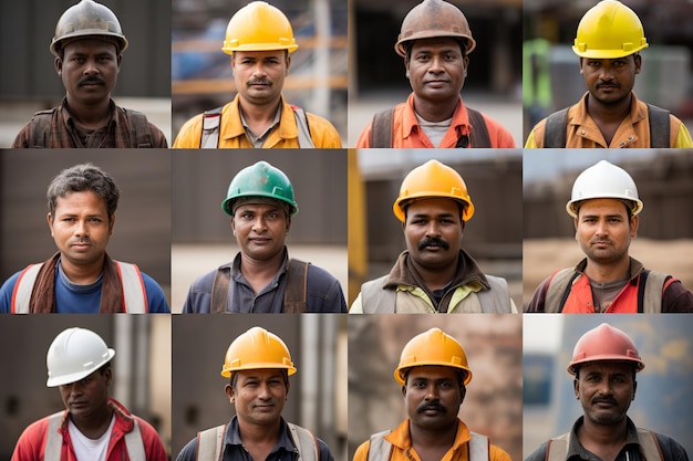 A compelling series of images laid out sequentially each frame capturing workers