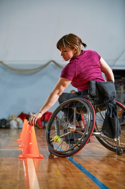 Competitions of the people in wheelchair at the sport holl