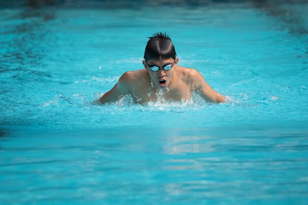 Competitive male swimmer.