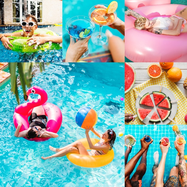 Compilation of summer vacation themed images