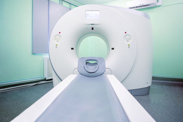 Complete CAT Scan System in a Hospital Environment. Computerized axial tomography. Magnetic resonance imaging scan.