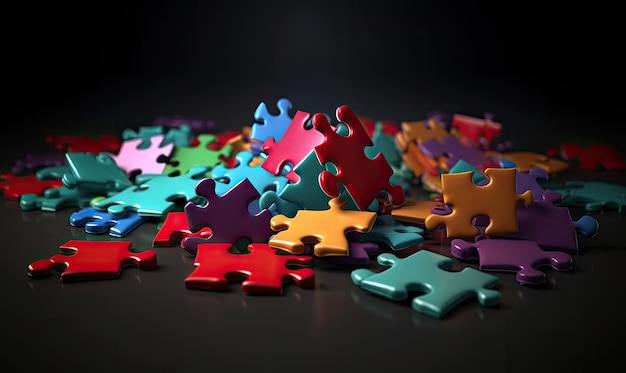 Complete jigsaw puzzle with missing piece on background designe