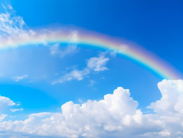 Complete Rainbow Under Blue Sky