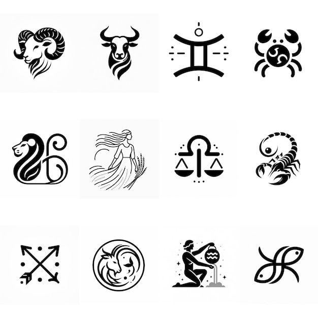 Photo complete zodiac sign icon collection