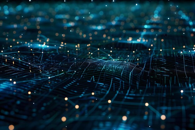 a complex digital landscape with interconnected data points and coding structures creating a threedimensional cyberspace concept digital art cybersecurity coding structures