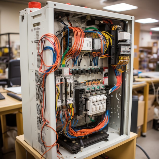 Photo a complex electrical control panel with various switches buttons and indicator lights