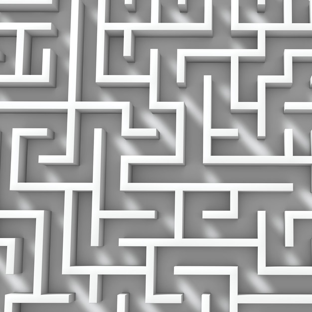 Complex maze structure business problems and solution concept\
3d rendering