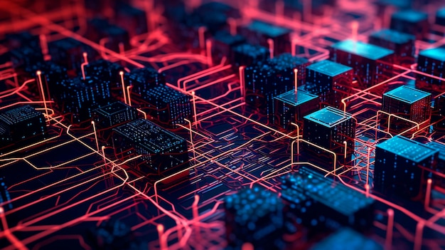 complex network of interconnected nodes abstract digital backend infrastructure code snippets generative ai