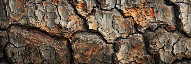 Foto modelli e texture complesse sulla corteccia di antichi alberi alla luce naturale