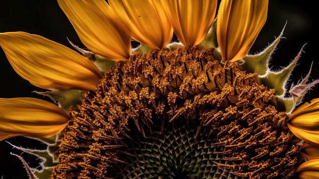 Photo the complex structure of a sunflower ai generated illustration