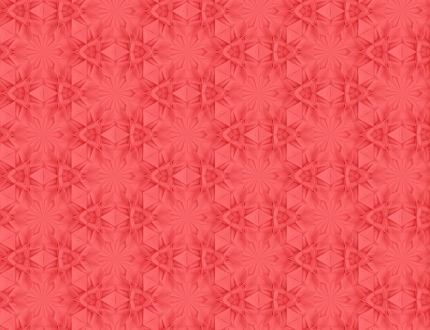 Complex volumetric seamless pattern Living Coral color 3D illustration