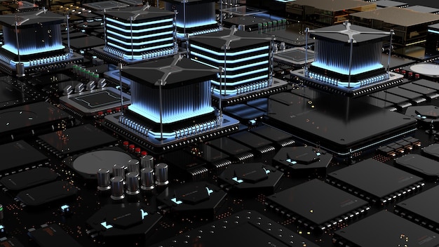 Components of quantum computer parts next generation computer technology concept