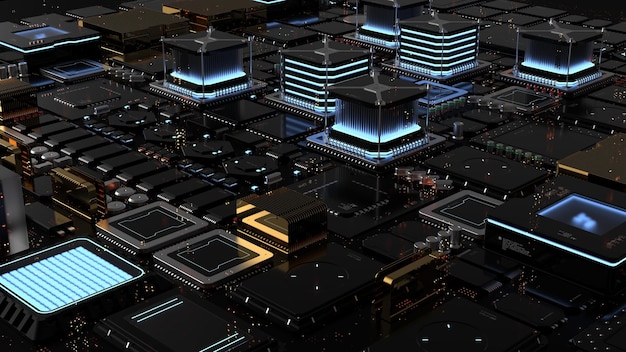 Components of quantum computer parts next generation computer technology concept