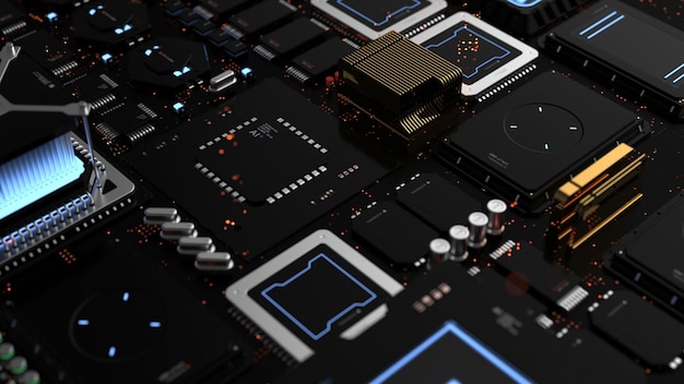 Components of quantum computer parts next generation computer technology concept