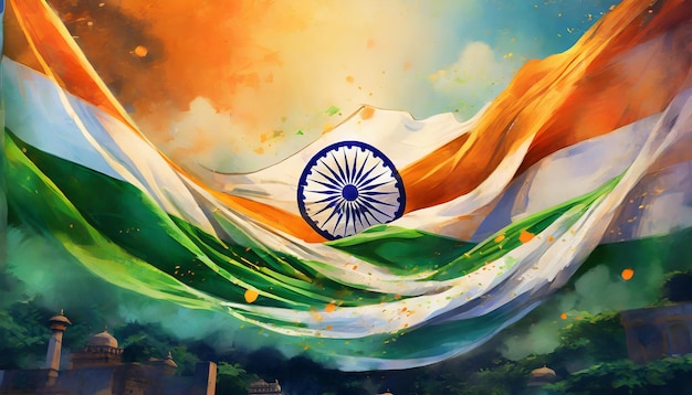 Compose a patriotic poem inspired by the indian flag's tricolor beauty independence day republic d