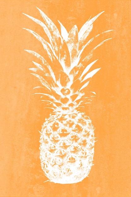 Composiet meerlagig beeld van ananasfruit op grunge oranje vintage achtergrond Ideaal voor huisdecoratie op canvas