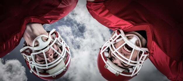 Composite image of american football huddle 3D