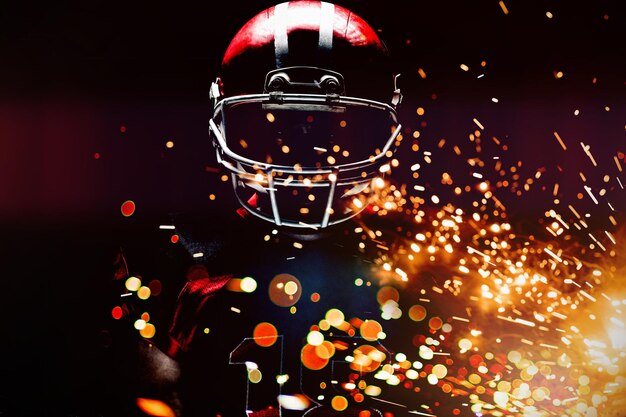 Photo composite image of american football player standing in helmet