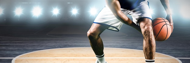 Composite image of basketball player