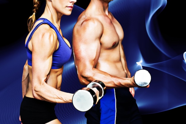 Composite image of bodybuilding couple