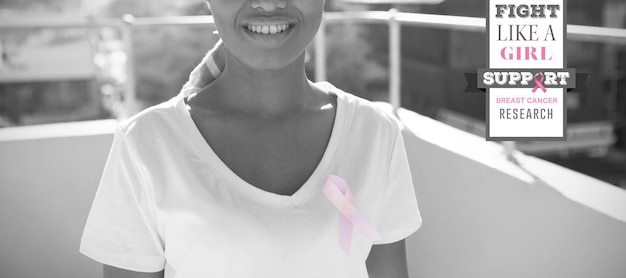 Composite image of breast cancer awareness message