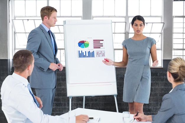 Composite image of business people doing statistics presentation