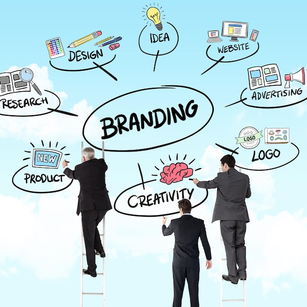 Composite image of business team writing