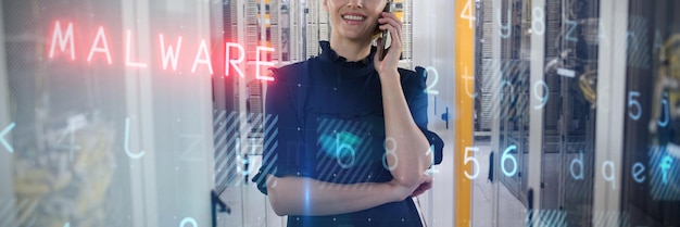 Composite image of business woman phoning