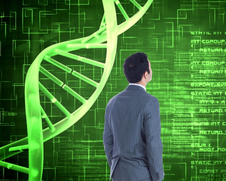 Photo composite image of businessman standing