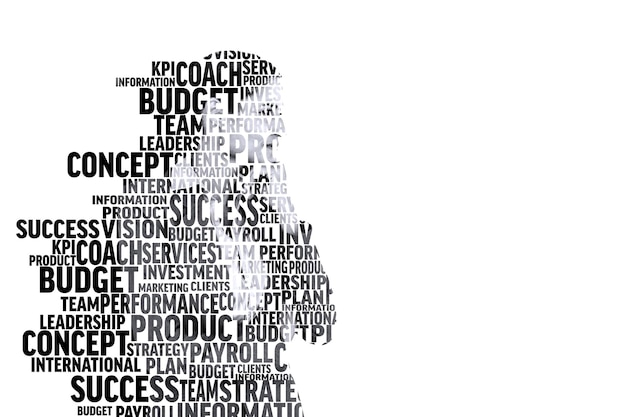 Photo composite image of businesswoman in buzzwords